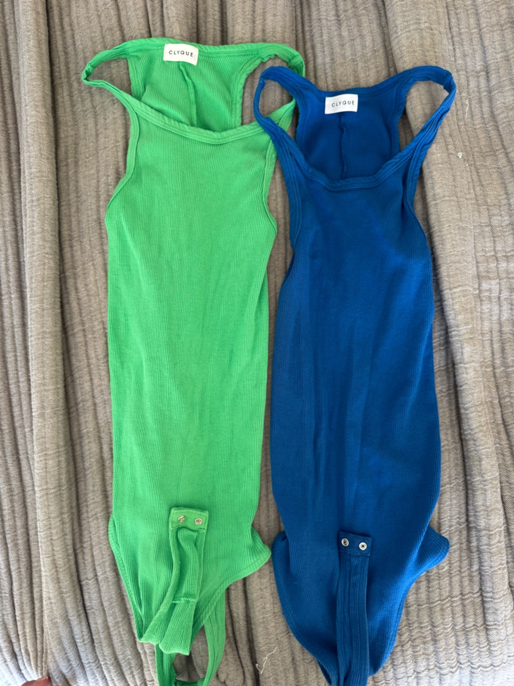 Clique Ribbed Tank Bodysuit - Green & Blue